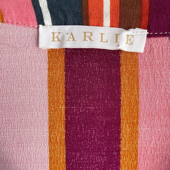 Karlie Rayon Multicolor Striped Ladies Party Dress, S - Picture 3 of 4